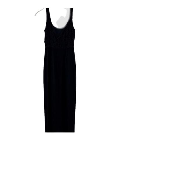 JS Collections Evening Dress Size 8 Black Sleeveless Lace Bodice Front Slit - Picture 1 of 7